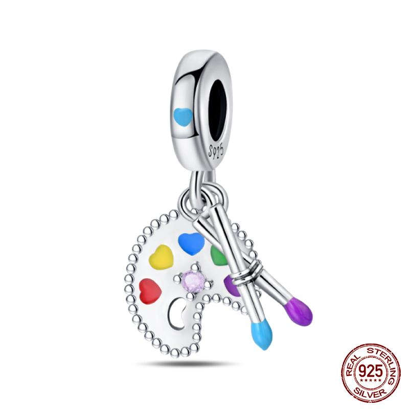 Copper Artist Brush Tools Color Palette Oil Painting Charms Beads Fit Qikaola Original Bracelets Diy Jewelry Gifts