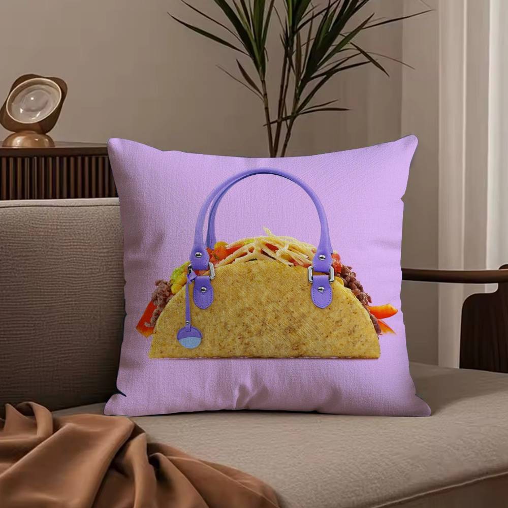 Food Fruit Print Creative Pillow Case Anti-dustmite Pillowcase Invisible Zipper Silky Short Plush Sofa Cushion Cover