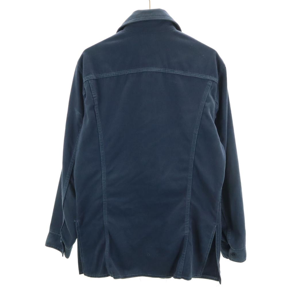 VINTAGE 70s Safari jacket Work jacket 36 Navy Men's Used