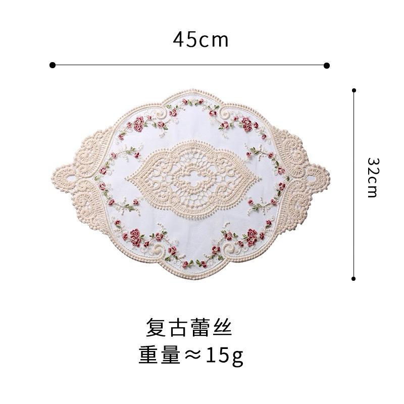 Sticktischmatte Französische Spitze Platzset Ländlicher Stickerei-Untersetzer Ins-Windscheiben-Matte Pendel-Requisiten Retro Dekorative Handtuch