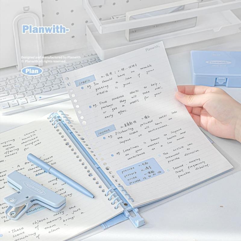 Planwith Friends Program, Soft Back Loose-leaf Book 360 Degree Fold Workbook Middle School Student B5 Horizontal Line Notebook
