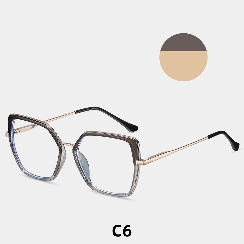 87186 Metal Glasses Frame Geometric Frame Glasses Frame Optical Glasses Color Matching Anti-Blue Light Glasses Computer Glasses Frame
