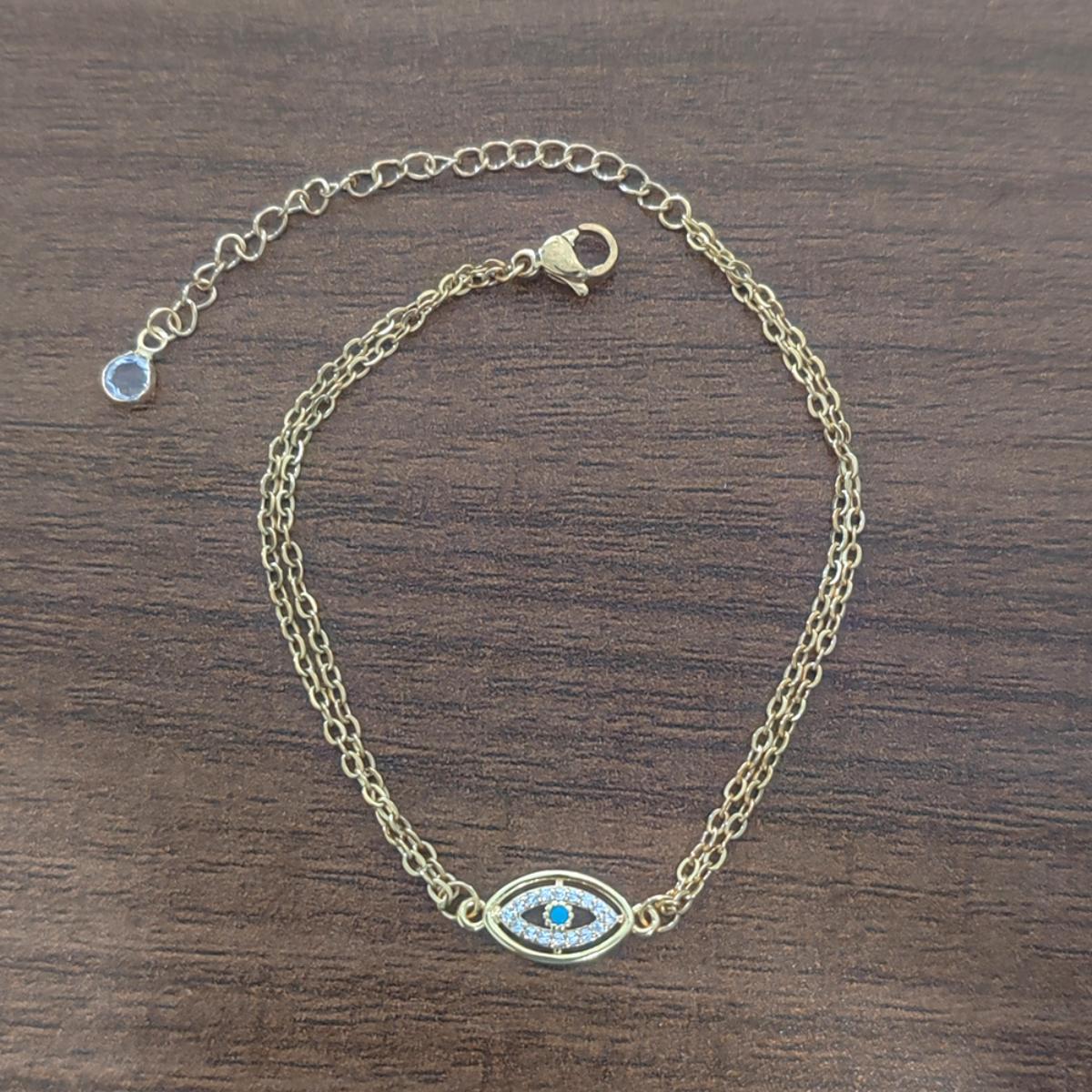 

Жіночий браслет із золотим покриттям 18 карат із порожнистим бірюзовим оком диявола, мікроінкрустованим цирконом, браслет із оком для жінок золотий