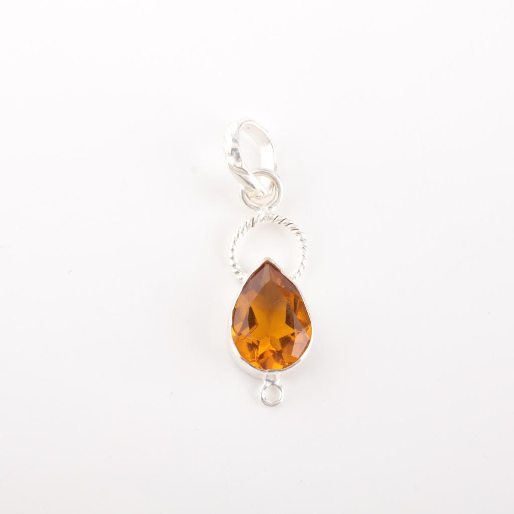 Citrine Gemstone 925 Sterling Silver Teardrop Jewelry Handcrafted Pendant 1.40" PP-12-9