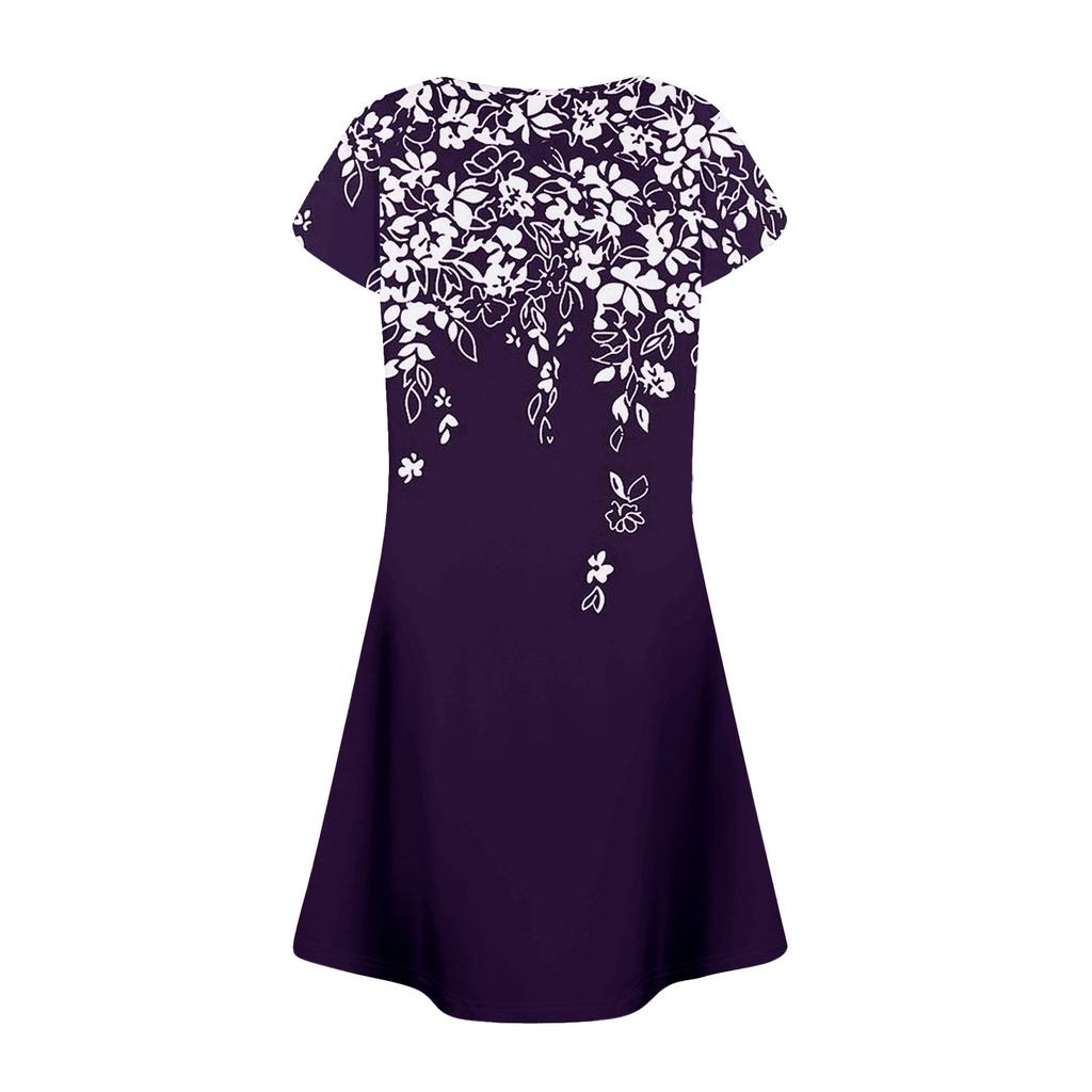 Women's Summer Casual Petal Slim Stripe Pleated Solid Color Dresses