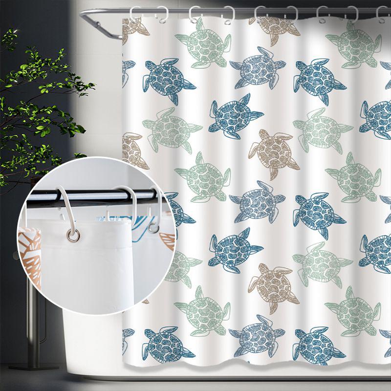 3D Printed PEVA Shower Curtain with Hooks – Thick, Waterproof, Mildew-Resistant Bathroom Partition