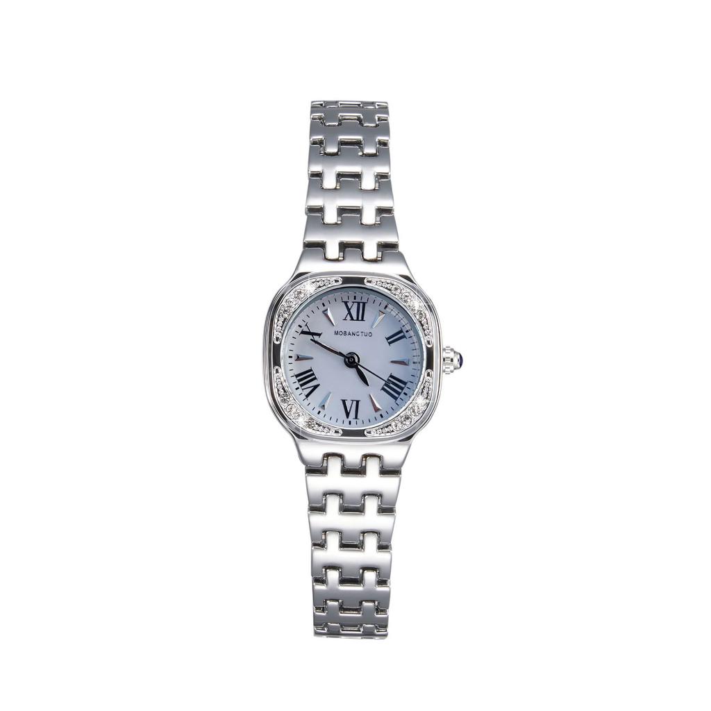 Fashion New Women's Watch Square Three-dimensional Roman Face Diamond Steel Band Quartz Women's Watch