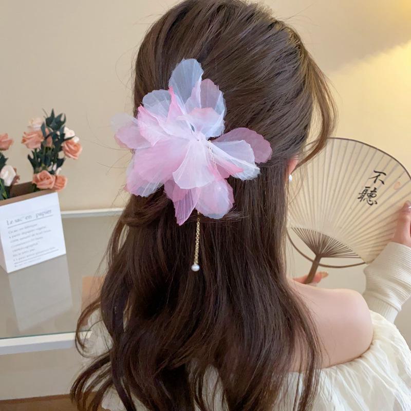 Rote Spinnenlilie Acryl Haarspange: Retro chinesischer Stil Haarschmuck