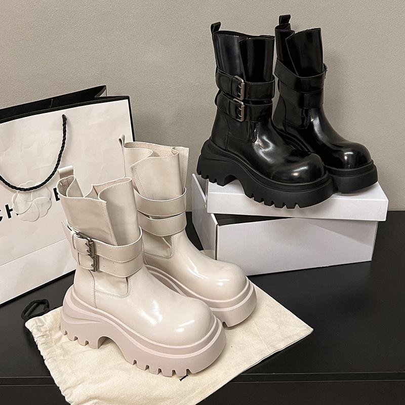 Platform Women's Ankle Boots High Heels Fashion Leather Shoes  Winter Chelsea Boots Designer Heeled Gothic Mujer De Botas