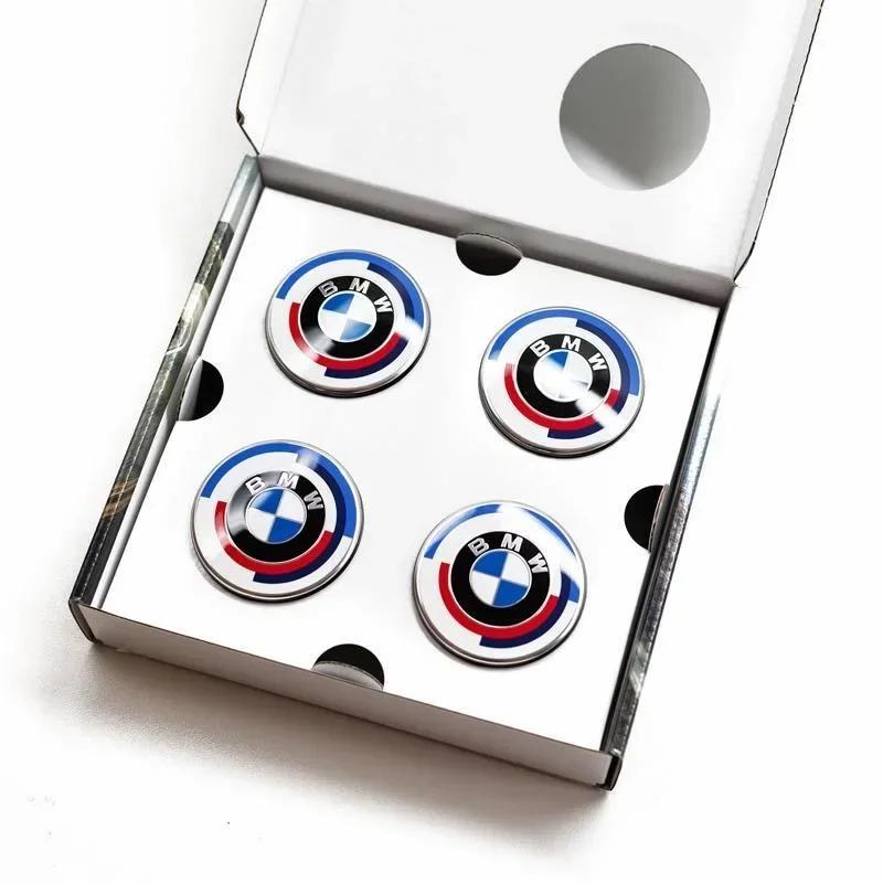 Accessories New 2025 4pc 56/68mm BMW 50th Anniversary Floating Wheel Center Caps For BMW G11 G12 G30 G31 G32 G08 G05 F46 F49 F39