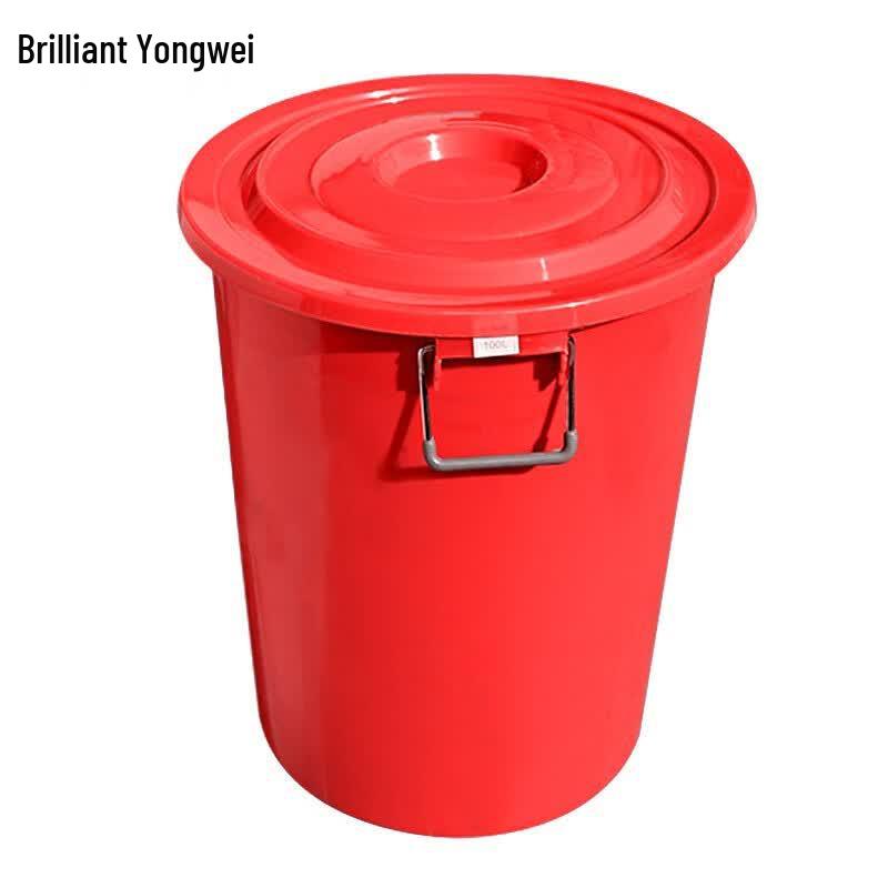 Huihuang Yongwei Thickened 60L Red Industrial Plastic Storage Bucket with Lid