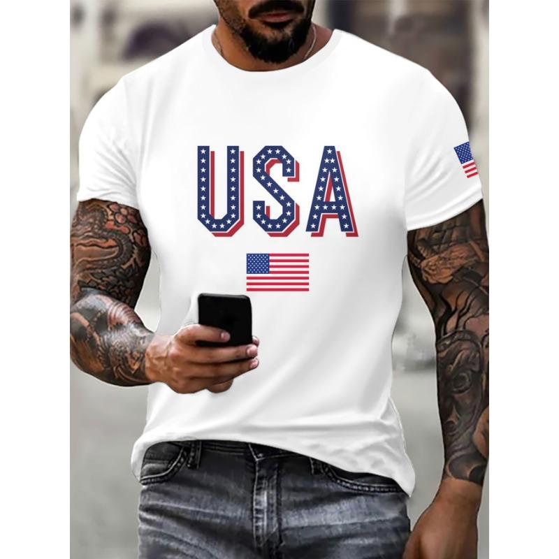 3D Digital Printed Casual Men's T-shirt with American Flag T-Shirts