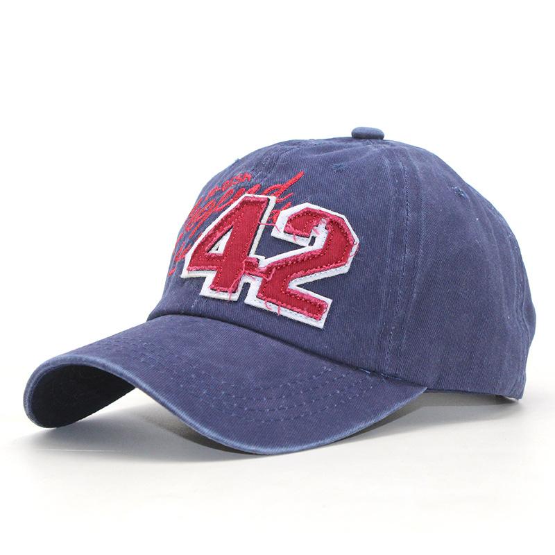 Spring And Summer Men'S And Women'S Outdoor Baseball Caps Number 42 Embroidered Washed Retro Sunshade Cap