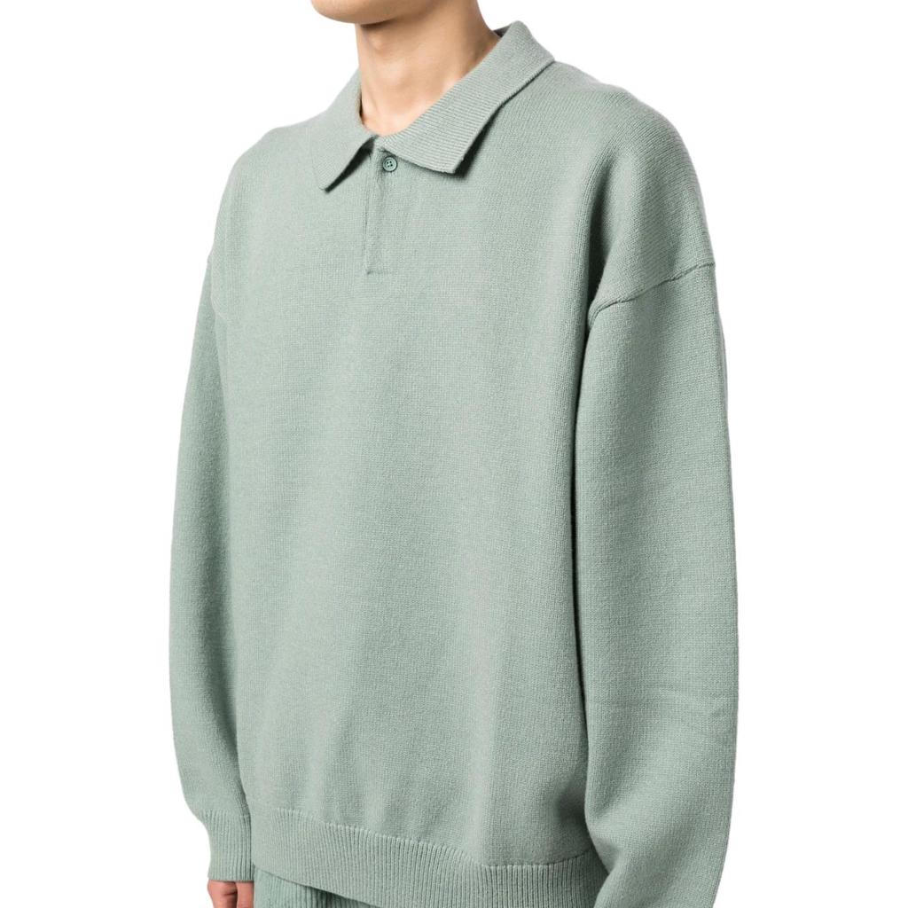 Fear of God Essentials Knit Long-Sleeve Polo Sycamore Men Tops Green 192BT222181F