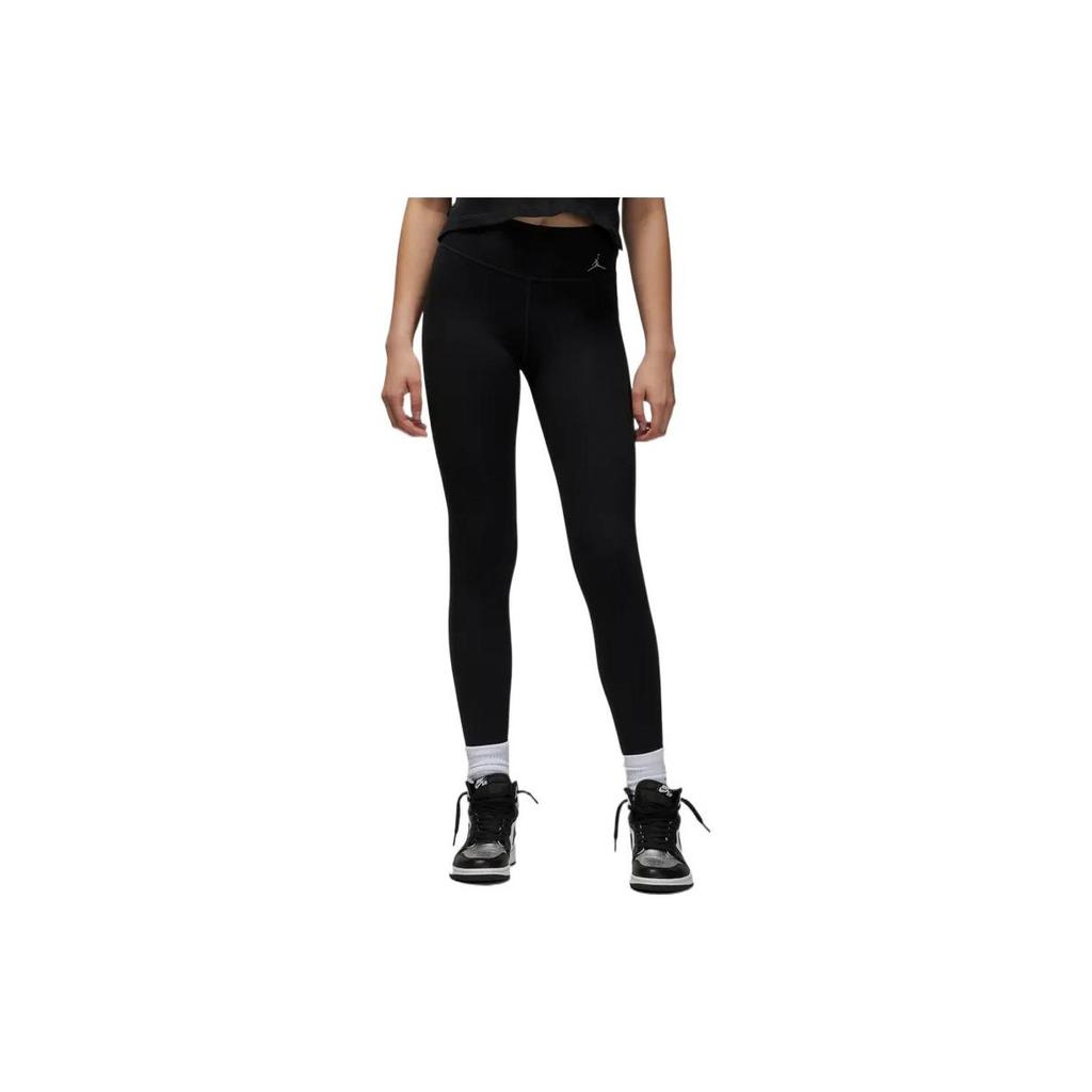 Jordan Dri-FIT Sport Solid Logo Print Spodnie Legginsy ze Sznurkiem Damskie Spodnie Czarne DQ4449-010