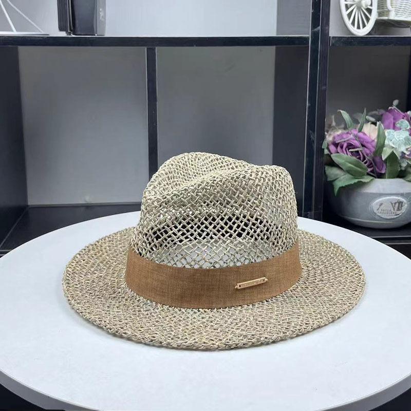 

Summer hollow Japanese handmade salty grass woven flat brim simple casual versatile fashion men s and women s universal top hat