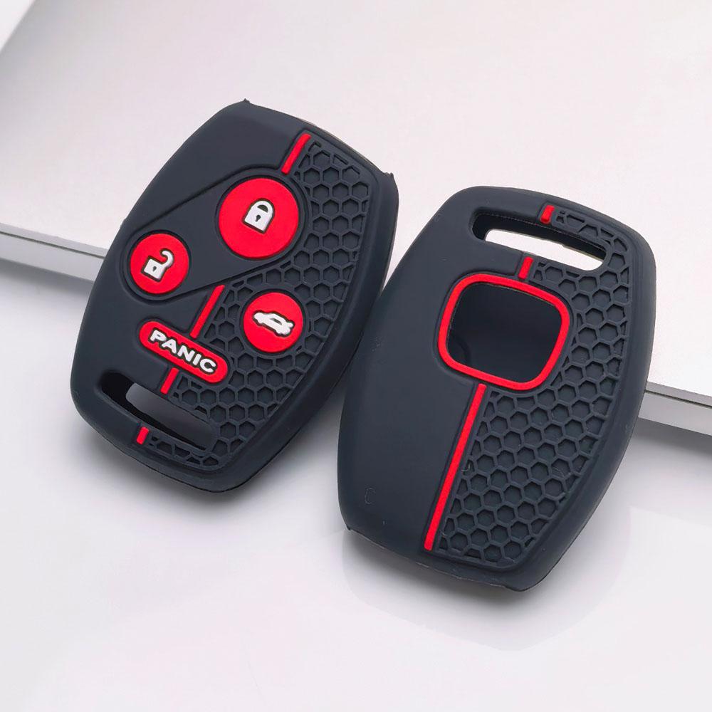 Silicone Car Key Cover Fit for Honda Civic Accord CR-V Fit Jazz HR-V Vezel City Civic Accord CR-V Fit Jazz HR-V Vezel City Hybrid 4 Button