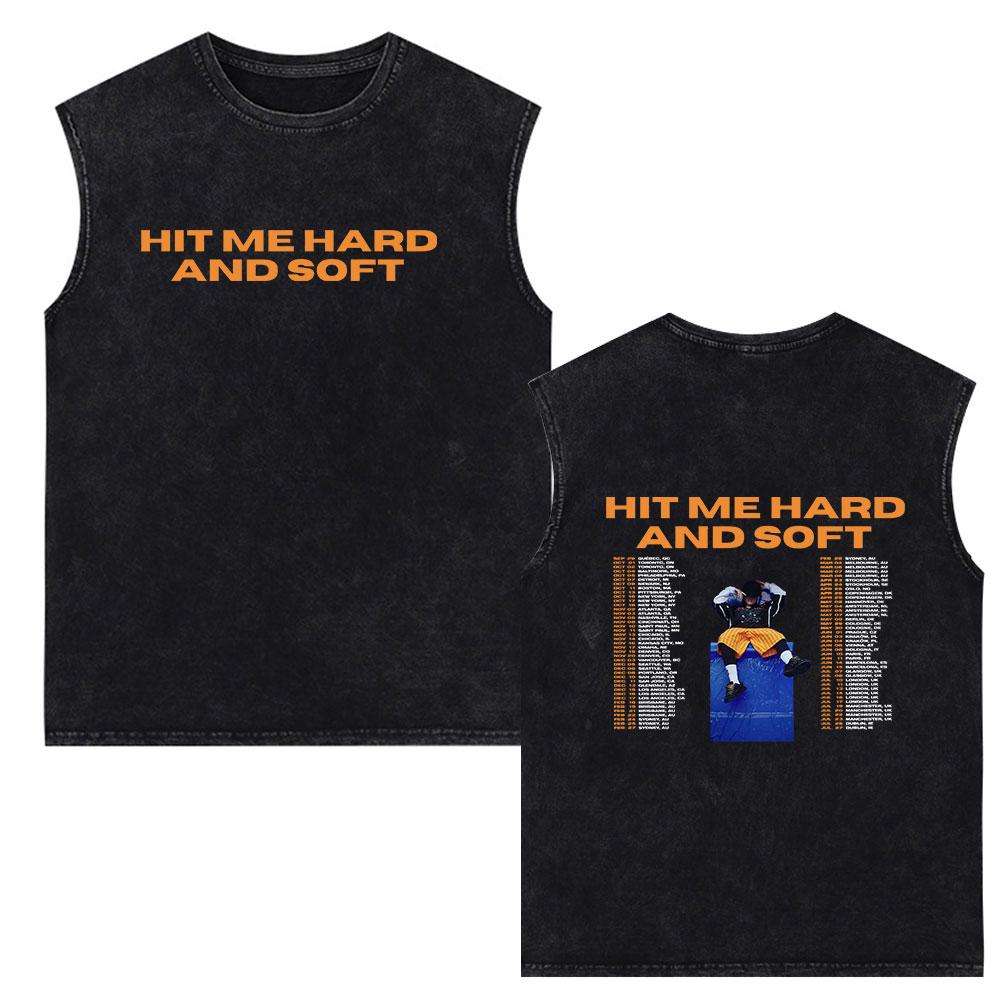 Hit Me Hard and Soft Tour Vintage Tvättade Linne Herr Damer Väst Bomull Lös Ärmlös T-shirt