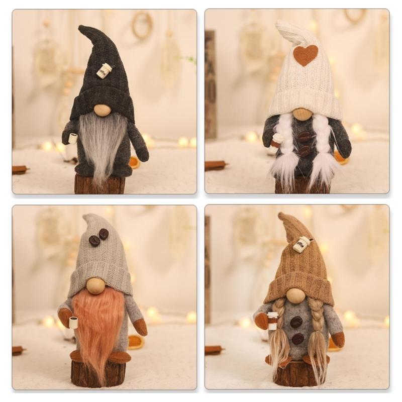 Knitted Couple Coffee Gnome Cute Art Crafts Party Decoration for Restaurant Dining Table Party Decoration