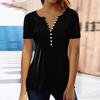 Vintage Gradient Print Women's Casual Shirt Blouse Short Sleeve Button Top Pullover Basic