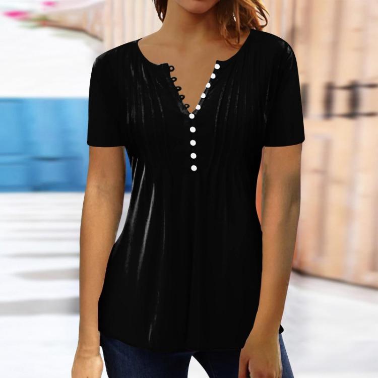Vintage Gradient Print Women's Casual Shirt Blouse Short Sleeve Button Top Pullover Basic