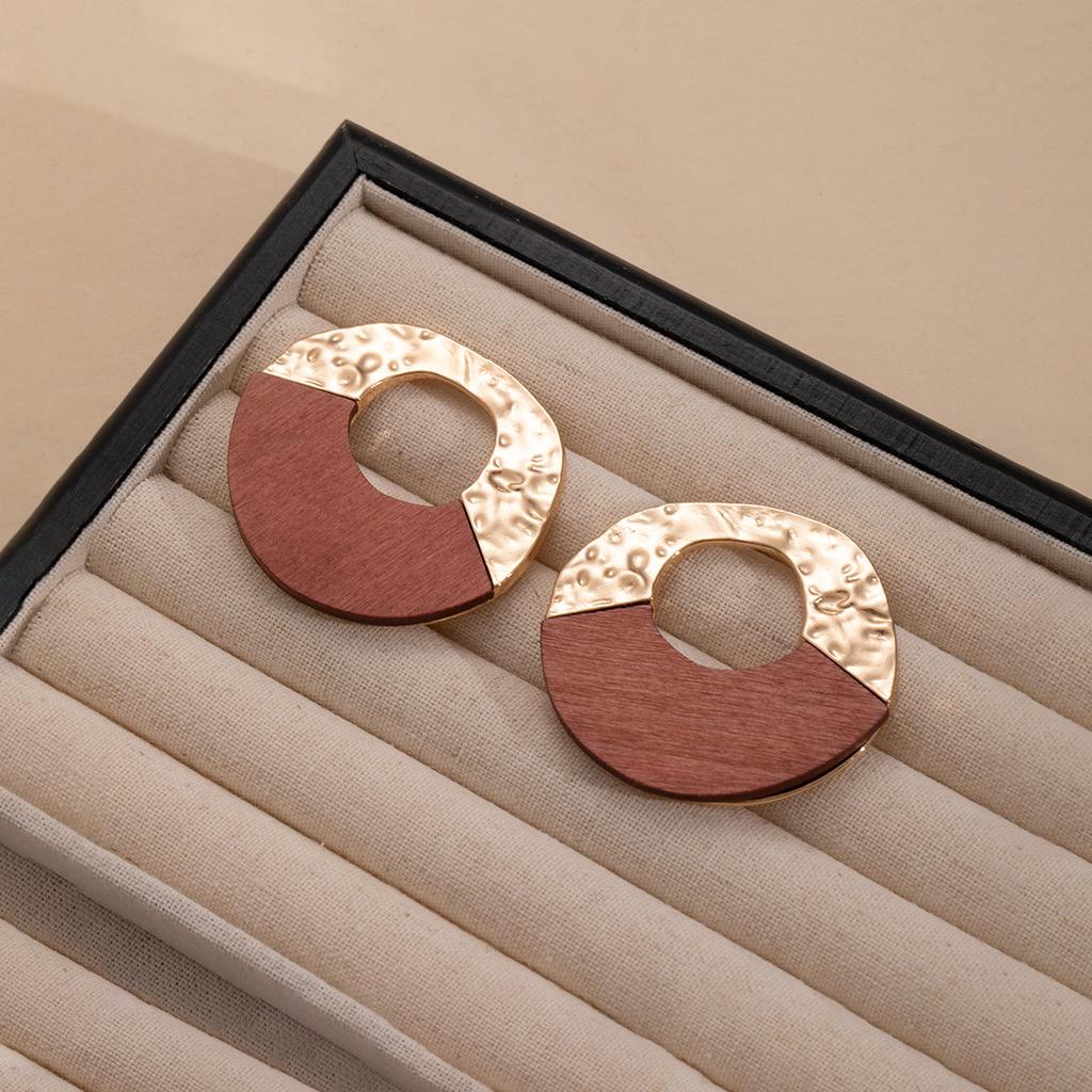 Creative Design Sense Retro Alloy Geometric Splicing Irregular Round Stud Earrings Fashionable Simple Atmospheric Earrings