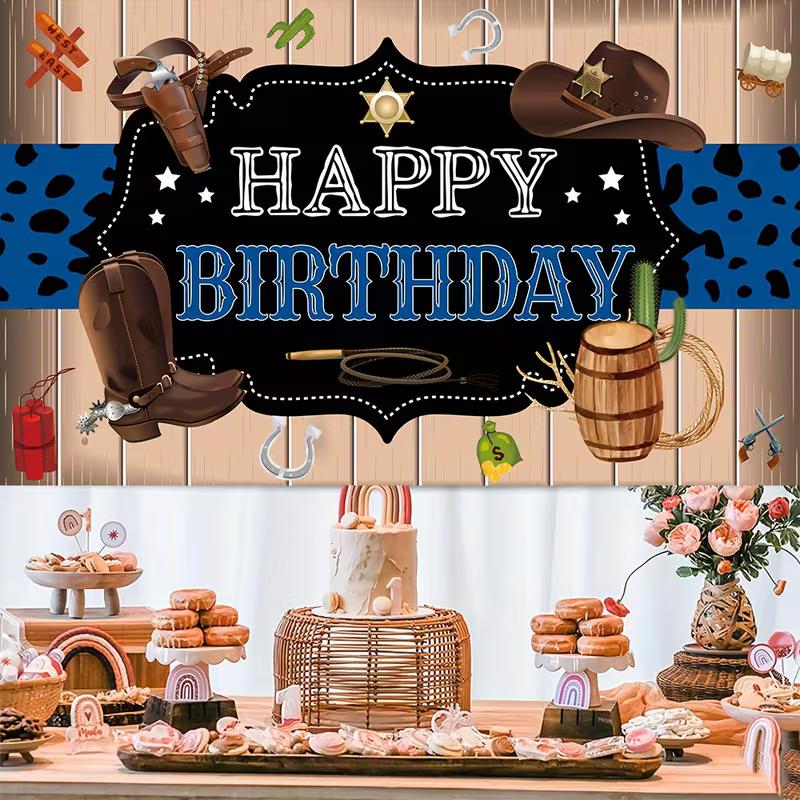 2D Westlicher Cowboy Happy Birthday Kulisse Fotografie Hintergrund