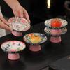 7 Pieces Retro Tea Snack Plate Delicate Chinese Design Ceramic Plate Snack Dish Hand-Painted Pattern Ceramic Dessert Dish