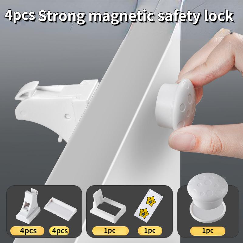 

Магнитный шкаф, ящик, шкаф с 1 ключом, замки на холодильник, детская безопасность 4PCS белый