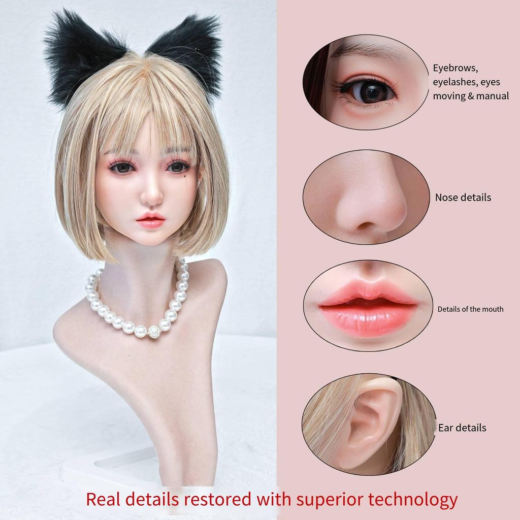 100% Silicone Head Standard Wig Suitable for 130-180CM Sex Doll Body 2 Connection Methods GJ-ZP012