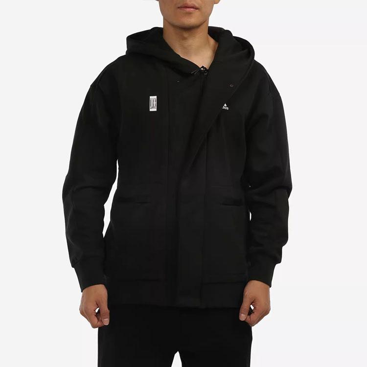 Adidas Logo Sports Hooded Jacket Men Outerwear Black H39296