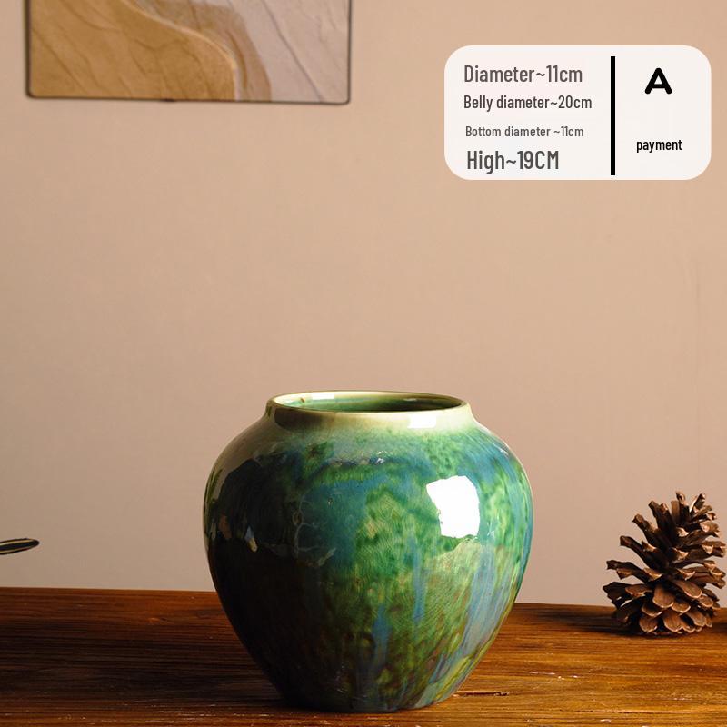 Ice Crack Glaze Ceramic Vase: Zen Style Dried Flower Decor for Home, TV Cabinet, Entrance, or Light Luxury Spaces