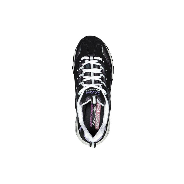 Skechers DLites 1.0 Glowing Path Leather Retro Low-Top Dad Sneakers Women Sneakers Black White 149268-BKMT