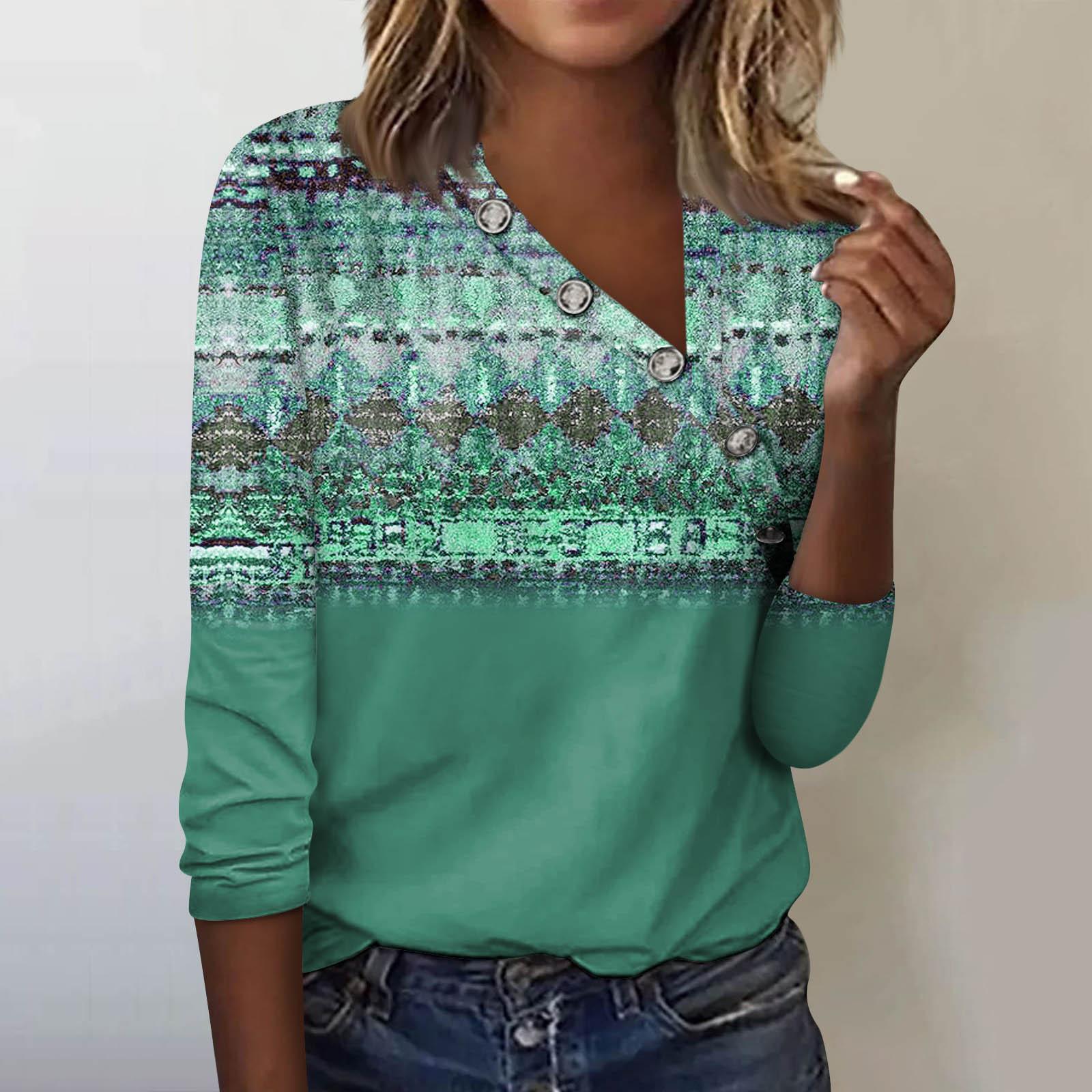 

Женские блузки, нарядные повседневные сексуальные модные плиссированные футболки с перекрестным вырезом и воротником на пуговицах, модная одежда, топы-туники, футболки, пуловеры, топы XL зелёный