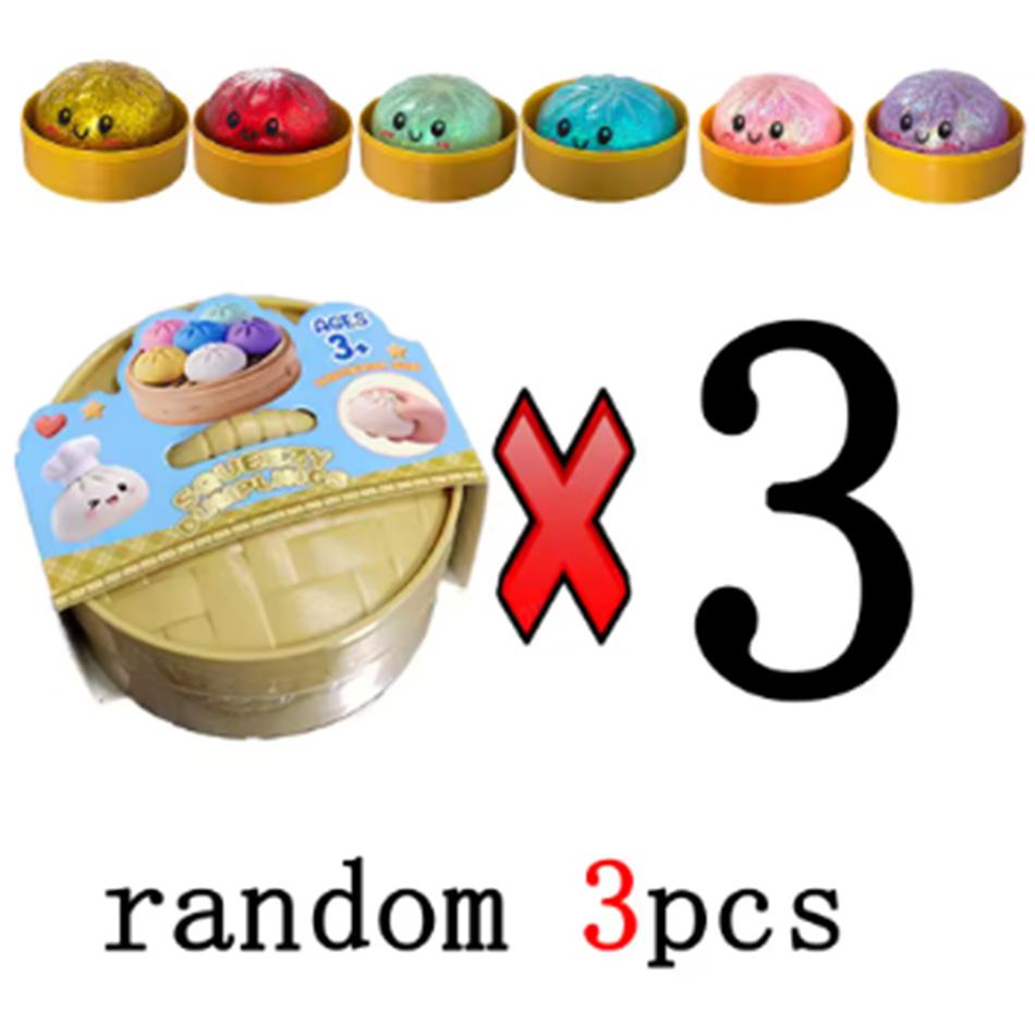 Glitter Dumpling Squishy Toy, Fast Rebound Soft Fidget Toy, Cartoon Steamed Dumpling Stress Relief Toy