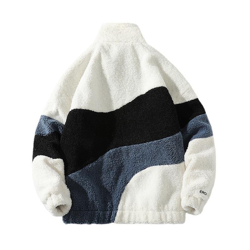 Giacca Autunnale e Invernale in Lana d'Agnello Moda Uomo Tendenza Giacca Coppia in Lana d'Agnello con Collo Alto
