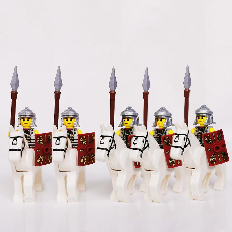 5 Sets Mittelalterliche Burg Ritter Dunkler Sauron Schlacht Fünf Heere König von Rohan Römischer Soldat mit Pferdefigur Bausteine Kinderspielzeug