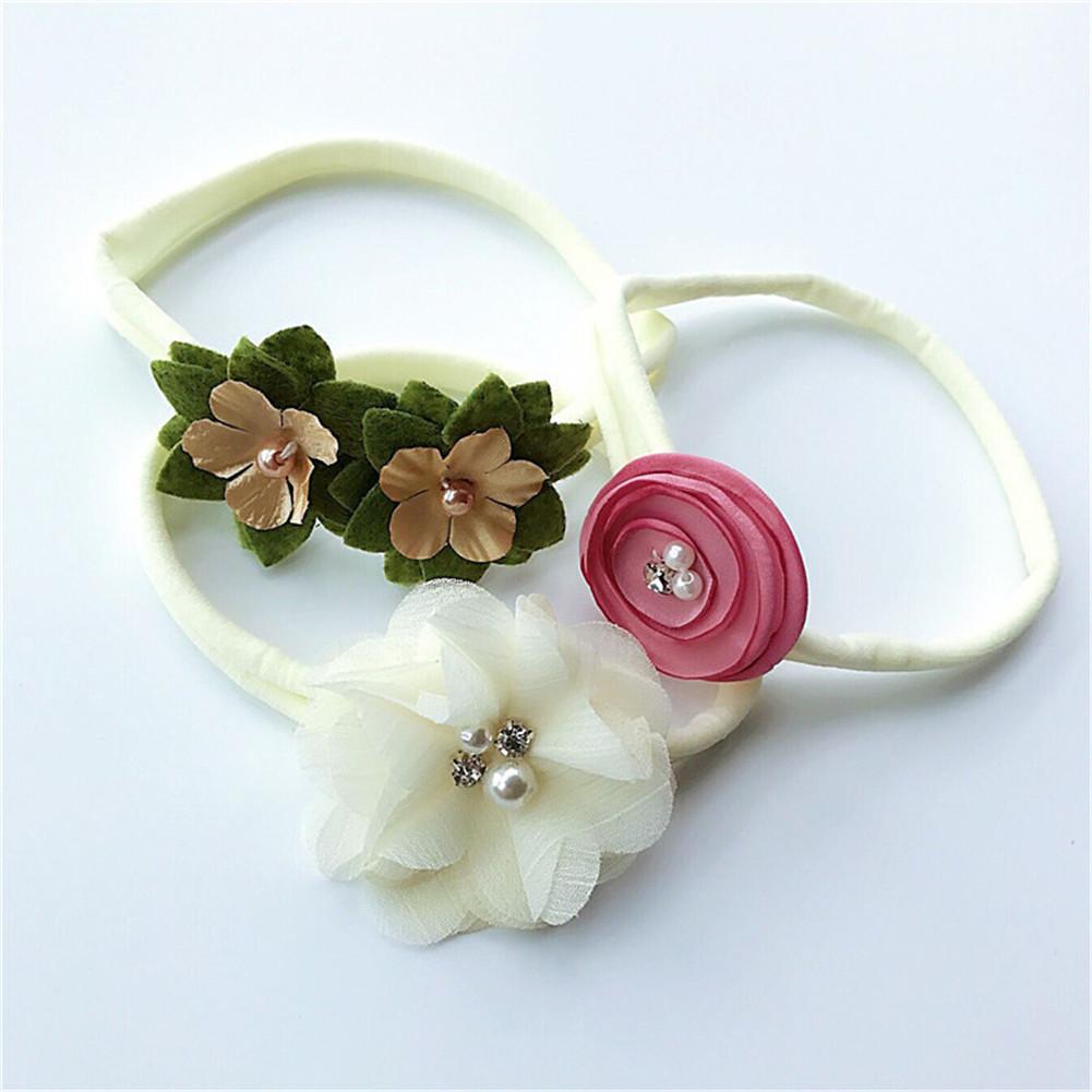 3PCS Girls Flower Headband Set Infant Bowknot Lovely Headwear Gift Children Kids Princess Band Hair Accessory 2#0