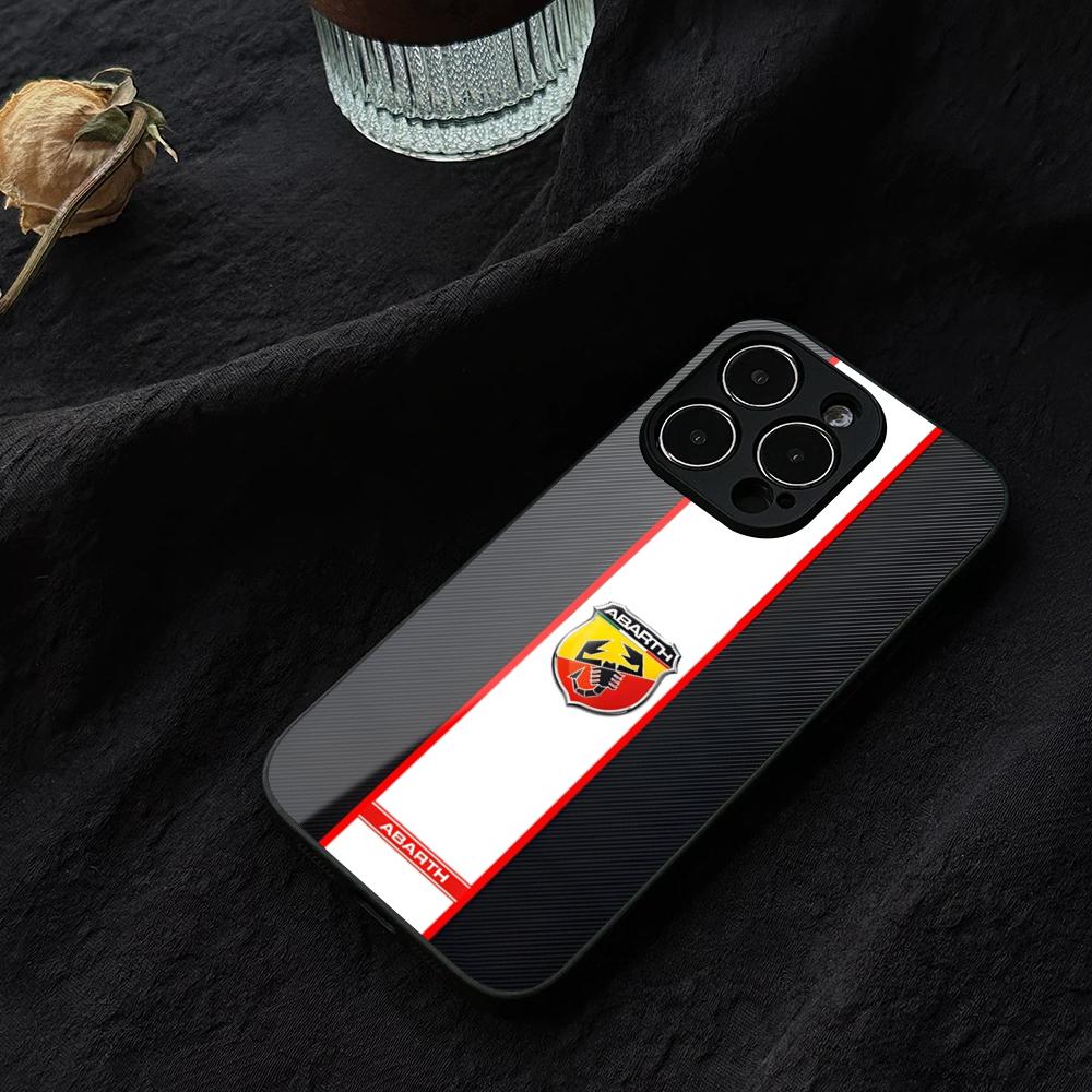Italy Car Abarth New Phone Case For IPhone 15 13 14 12 16 11 Pro XS Max Plus Mini X XR SE2020 Tempered Glass Coque