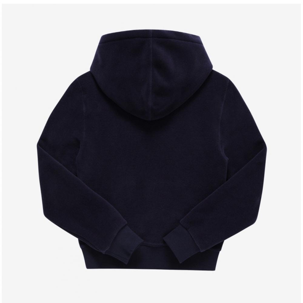 Sporty Rich Ho741na Navy White Serif Serif Logo Hoodie Polar Fleece Women S Hoodie