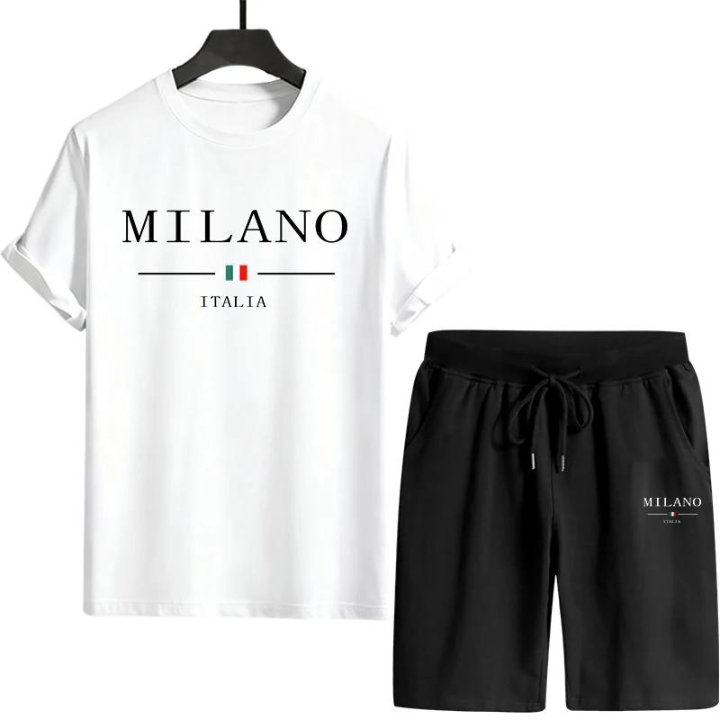 Italy Print T-shirt and Shorts Men's Tracksuit Urban Casual Fashion Short Sleeve Sportswear Spring Summer Male T-Shirts Co-ords