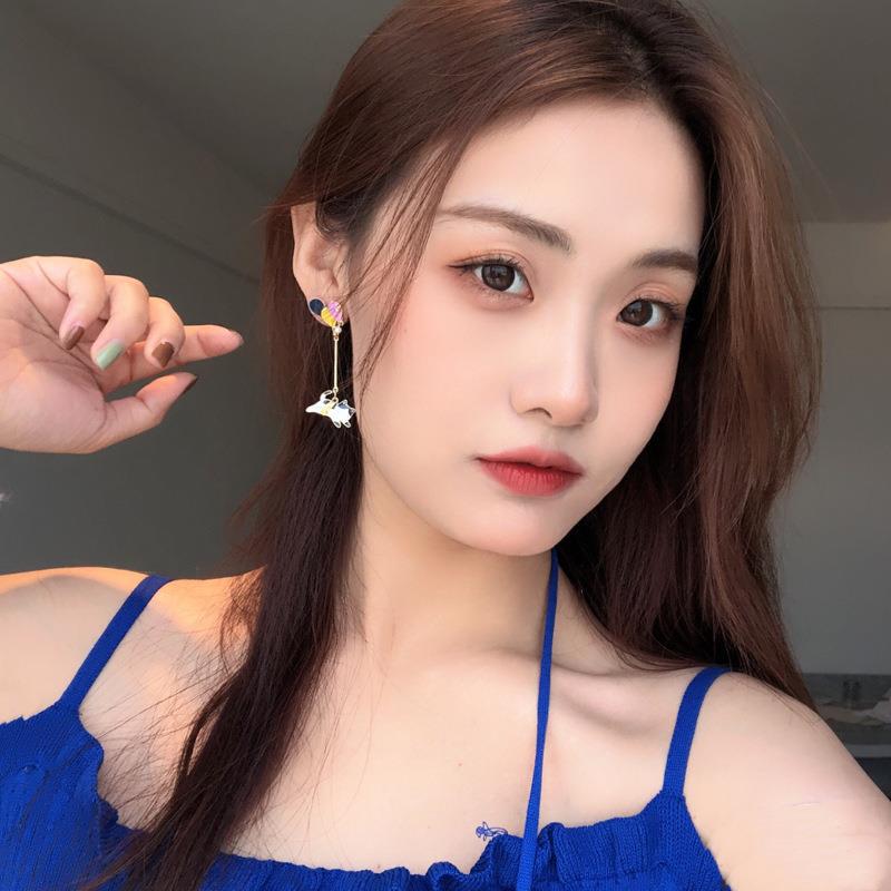 S925 Sterling Silver Cartoon Cat & Balloon Earrings for Women