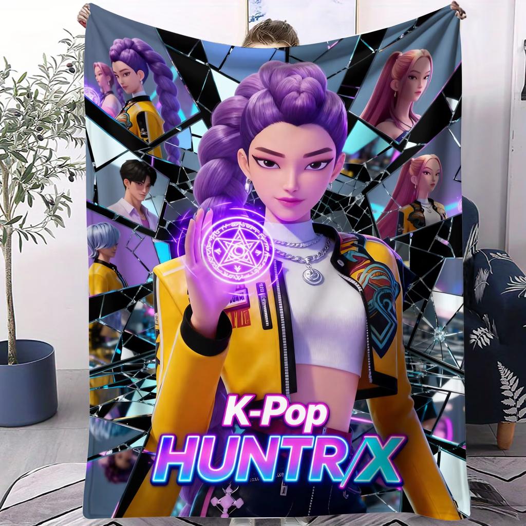 K-Pop Hot Group HUNTR/X & SajaBoys Fleecedecke Niedlich Anime Super Warm Qualität für Reise Büro Zuhause Couch Fans Must-Have Geschenk