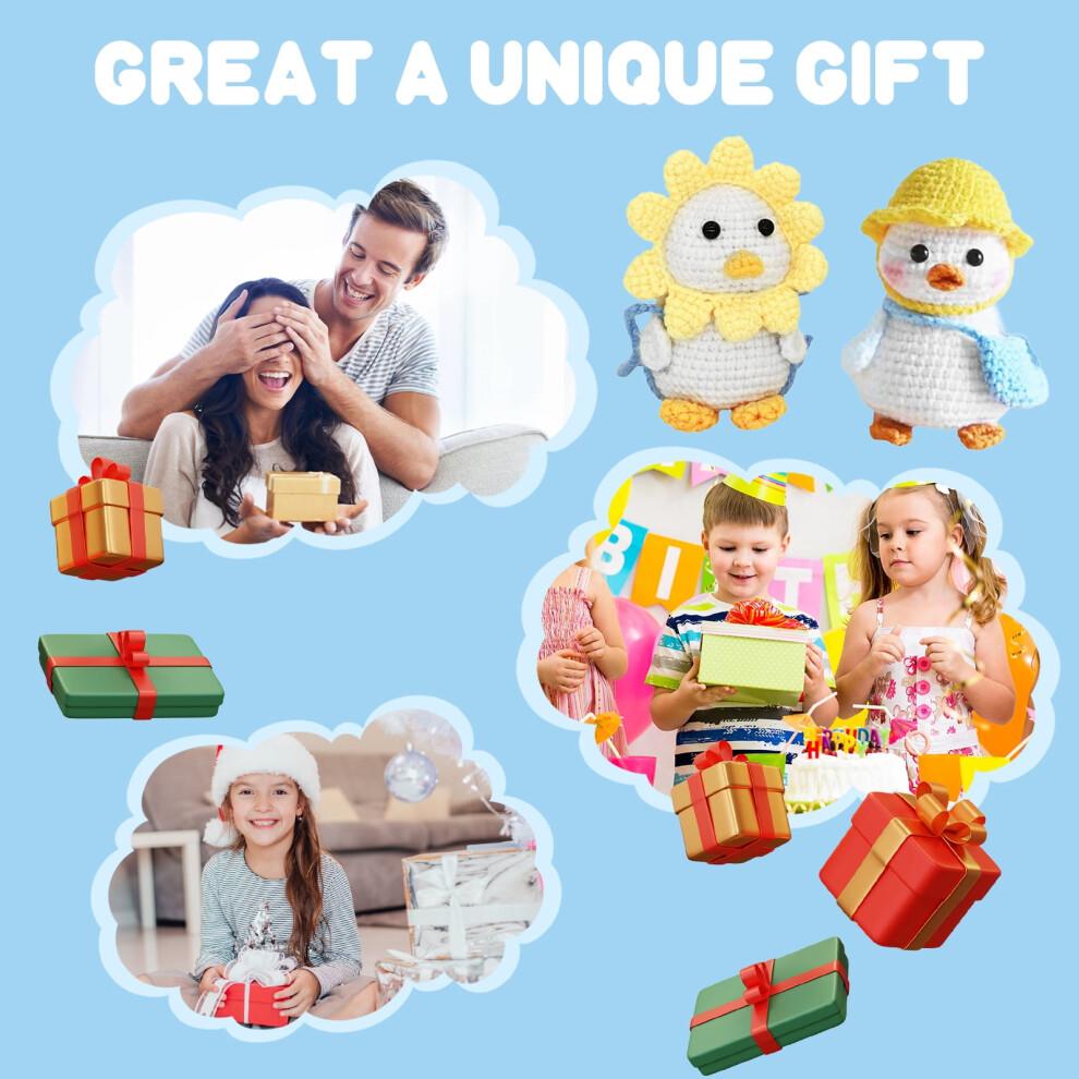 Beginner Crochet Kit with Yarn, Stuffing & Keychain – Adorable Animal DIY Craft Set + Step-by-Step Video (Compatible with All Skill Levels)