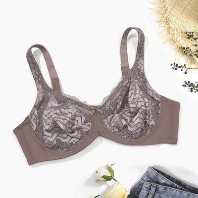 Plus Size Elegante BHs Damen Plus Chevron-Muster Schleife Dekor Ultradünner Bügel-Spitzen-BH
