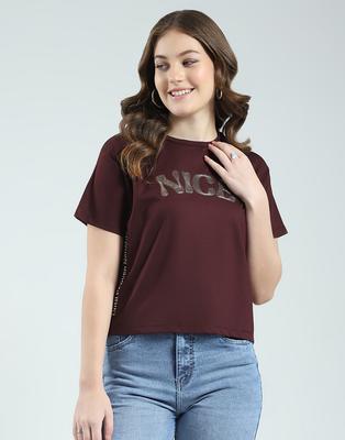 Damen Regular Fit Bedrucktes Halbarm Rundhals Top