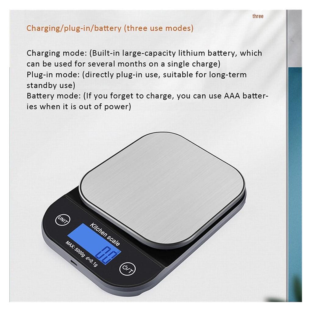 Precision Kitchen Electronic Scale, Stainless Steel, 5kg/10kg Capacity, Waterproof & Dustproof