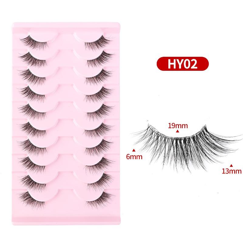 New Middle East cross-border cat eye false eyelashes, eye tail elongated transparent stem eyelashes 10 pairs flat factory