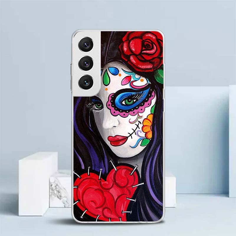 Catrina Beautiful Rose Girl Skull Soft Cover for Samsung Galaxy S25 Edge S26 S24 S23 Ultra Phone Case S22 S21 Plus S20 FE Print