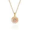 Minimalist Titanium Steel Necklace Earrings Ring Zircon Jewelry Set Rotatable Sunflower Jewelry Set for Women